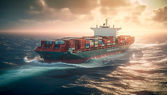 装满货物航行在海上的大型货轮图片素材(JPG)