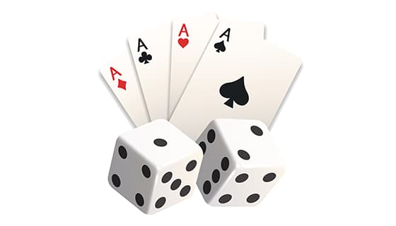 四张扑克A和筛子矢量素材(EPS)