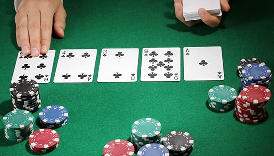 绿色桌子上的扑克和筹码图片素材(JPG)