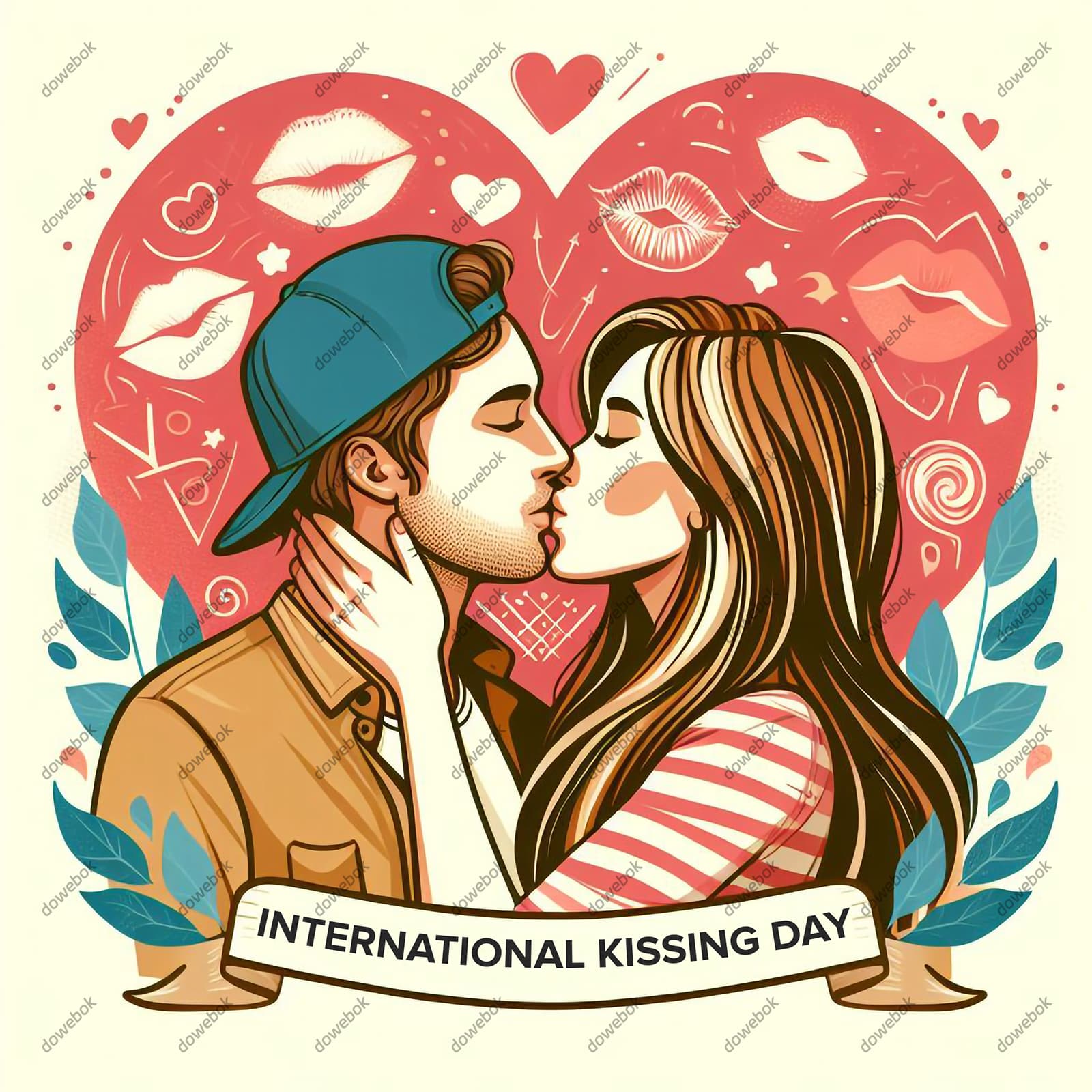 拥抱着接吻的情侣恋人图片素材(PSD)