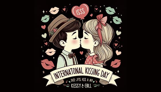 拥抱接吻的情侣恋人设计国际接吻日图片素材(JPG)