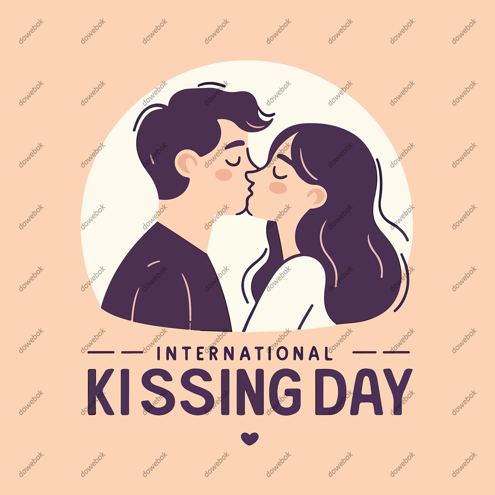 拥抱接吻的情侣恋人设计国际接吻日矢量素材(EPS)