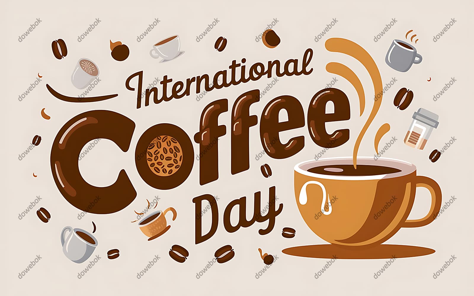 扁平风格冒着热气的咖啡图片素材(JPG)