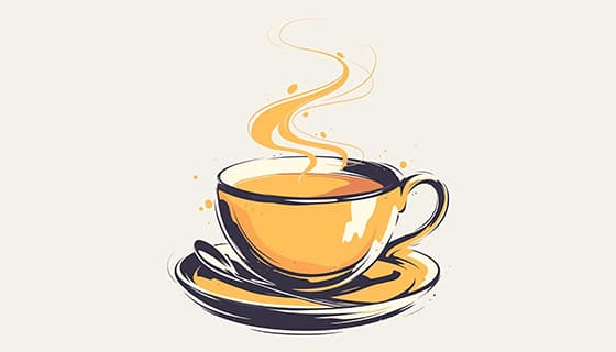 手绘风格冒热气的咖啡矢量素材(EPS)