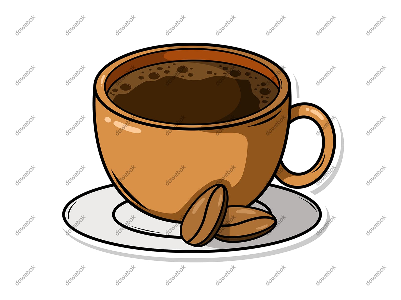 手绘风格的咖啡和咖啡豆矢量素材(EPS)
