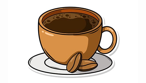 手绘风格的咖啡和咖啡豆矢量素材(EPS)