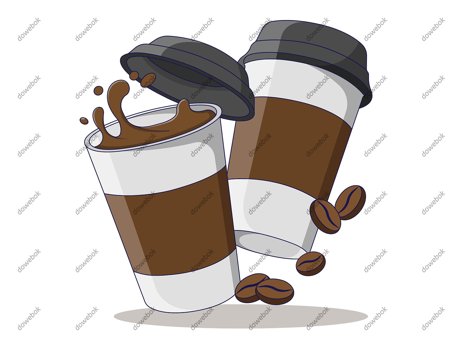 两杯简单的纸杯咖啡矢量素材(EPS)