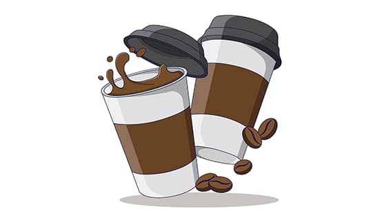 两杯简单的纸杯咖啡矢量素材(EPS)