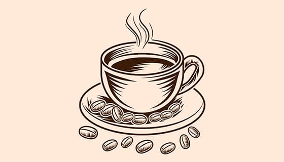 手绘风格的咖啡和咖啡豆矢量素材(EPS)