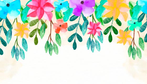 可爱的水彩花卉背景矢量素材(EPS/AI)