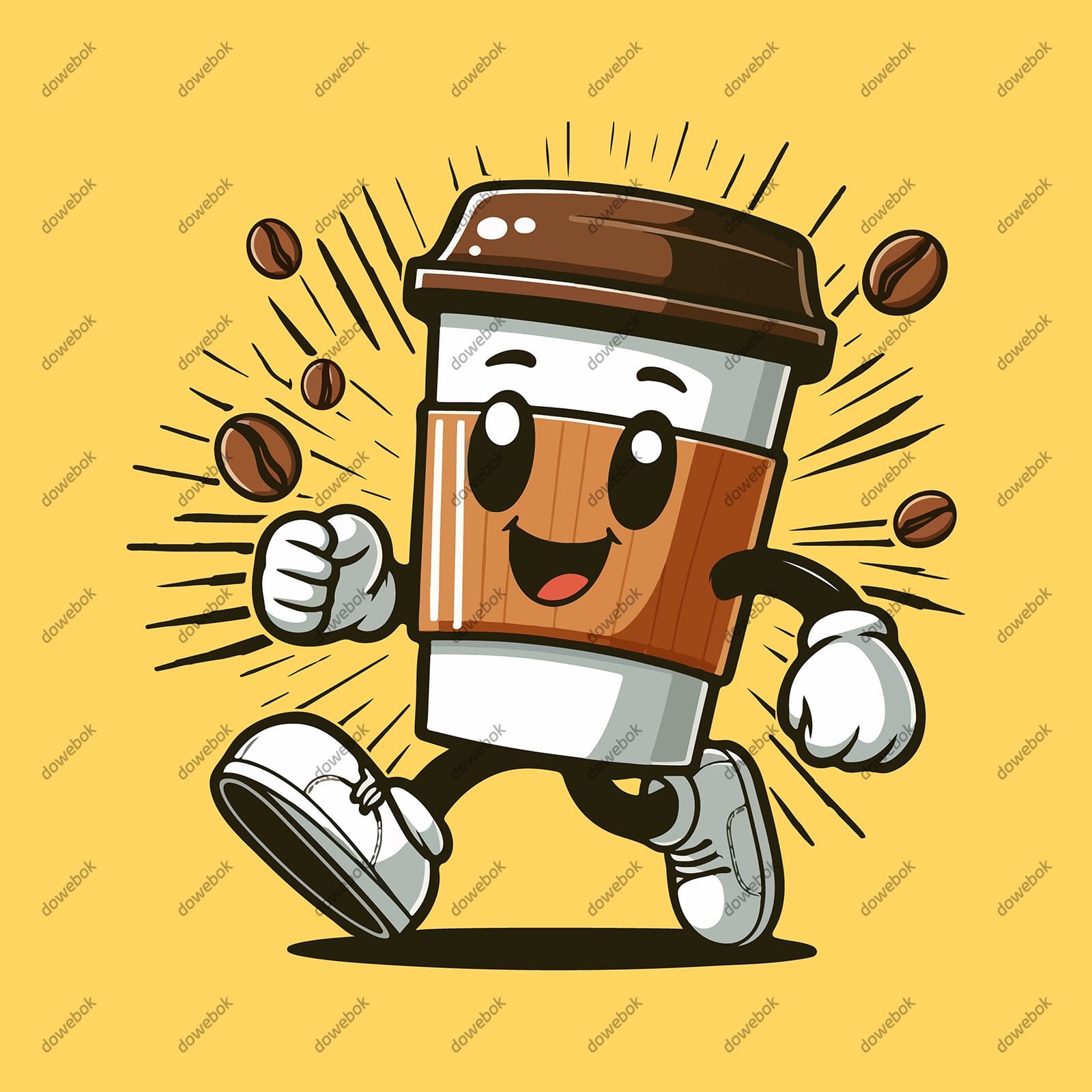 行走的纸杯咖啡矢量素材(EPS)