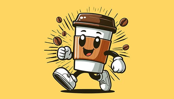 行走的纸杯咖啡矢量素材(EPS)