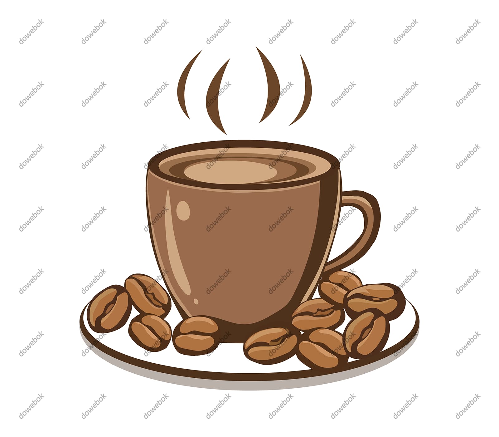 手绘风格咖啡和咖啡豆矢量素材(EPS)