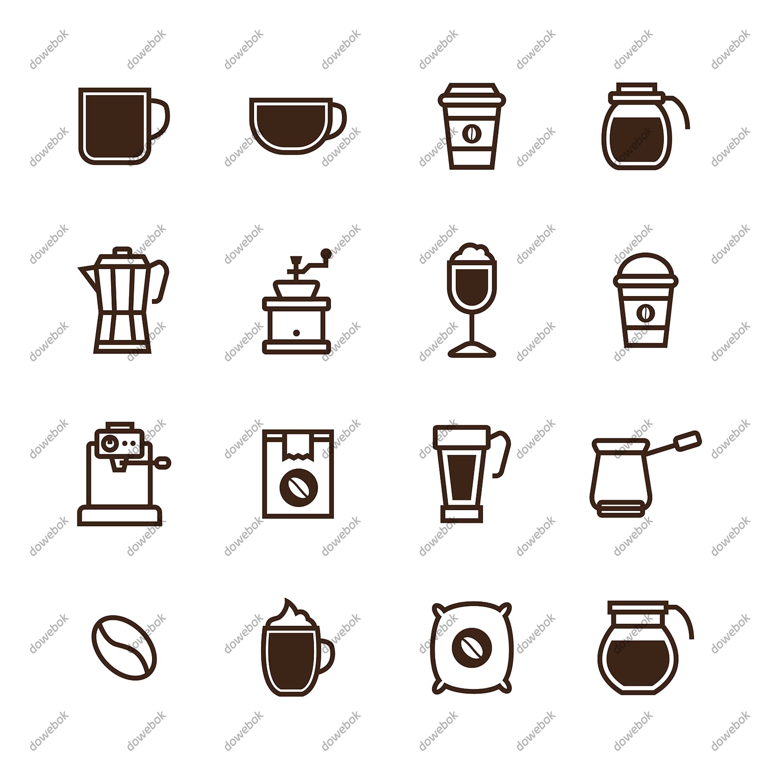 16个关于咖啡的图标矢量素材(EPS)