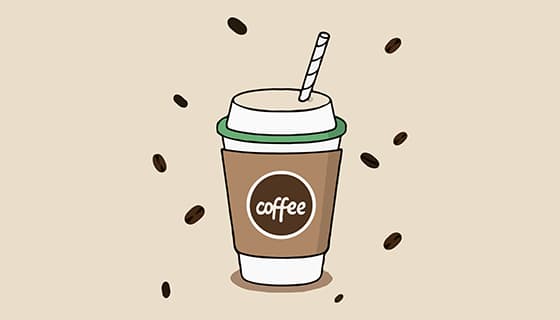 插着吸管的纸杯咖啡矢量素材(EPS)