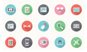 35个扁平化社交媒体矢量图标下载