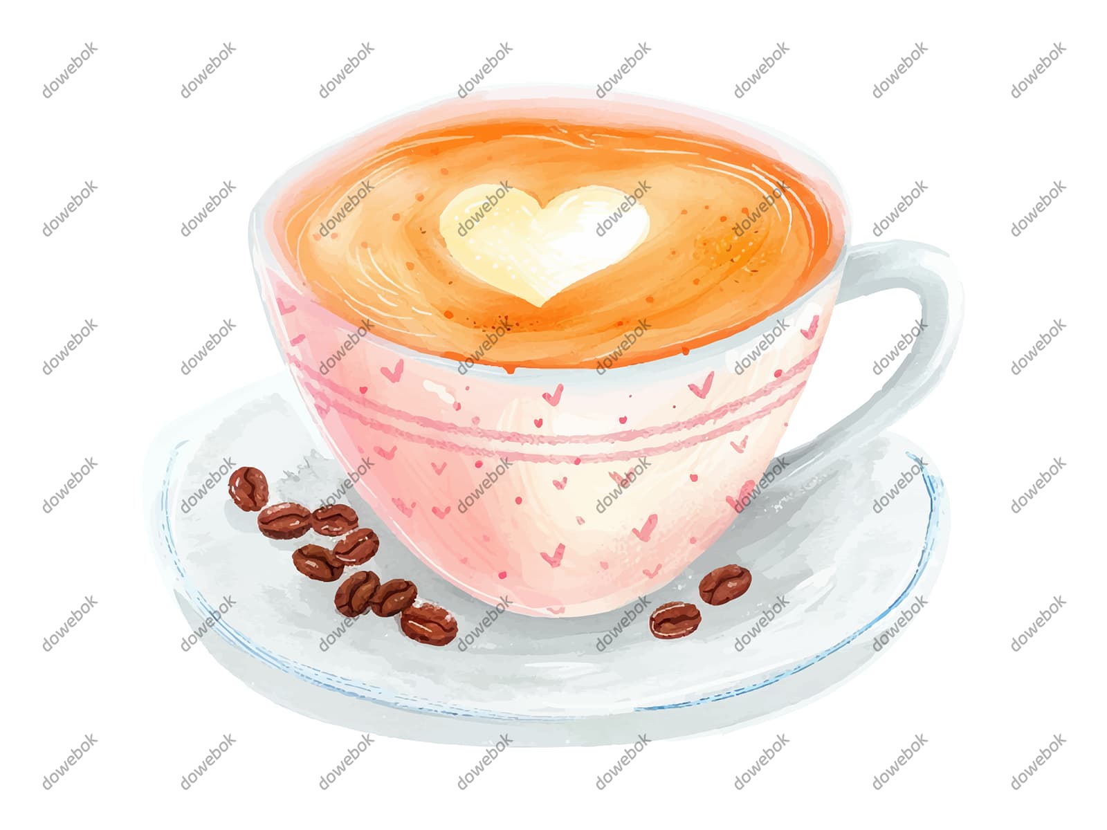 有着爱心拉花的咖啡矢量素材(EPS)