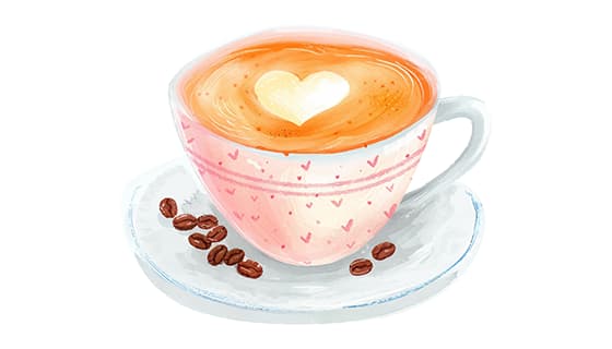 有着爱心拉花的咖啡矢量素材(EPS)