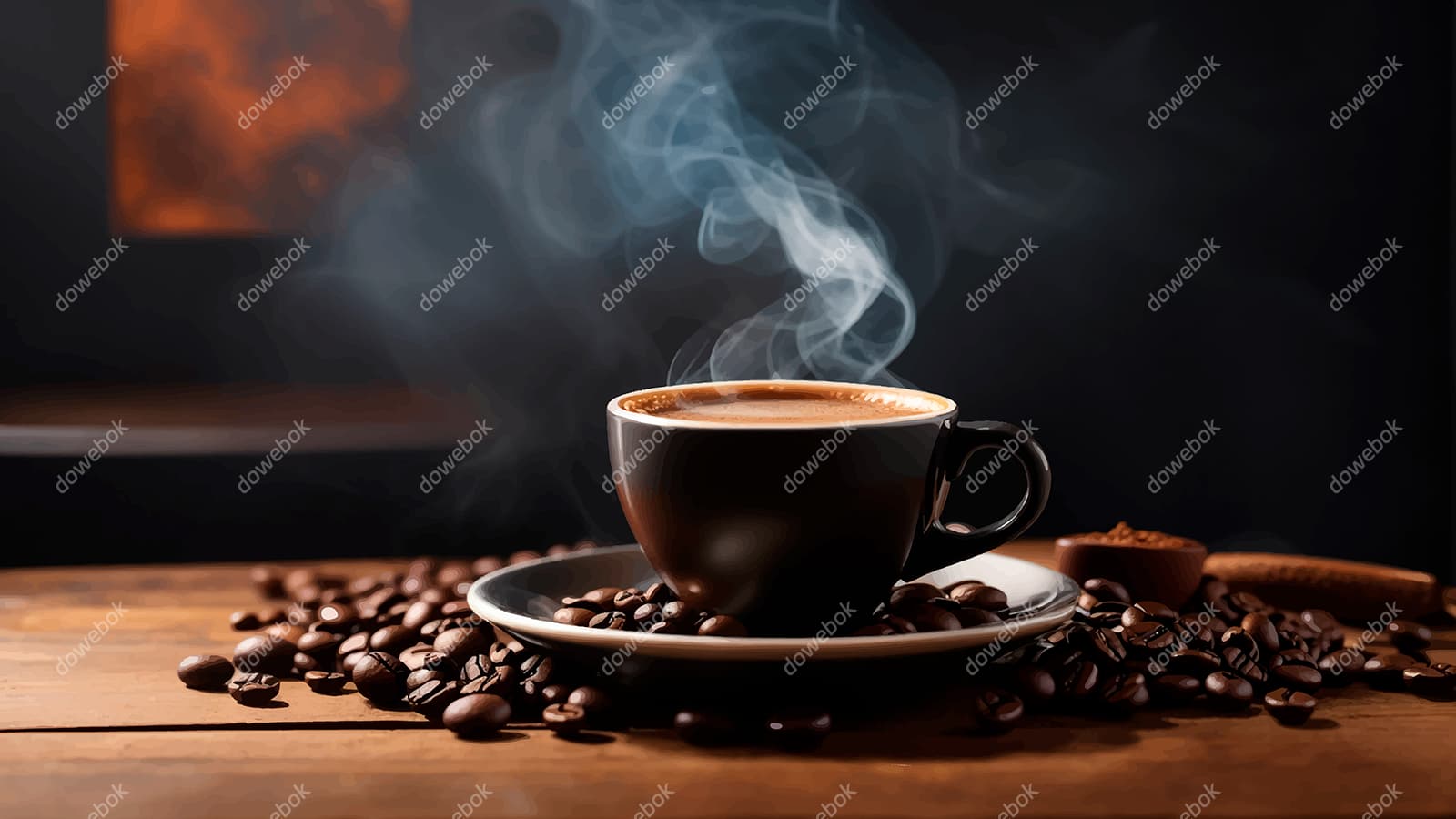 热气腾腾的咖啡和咖啡豆矢量素材(EPS)