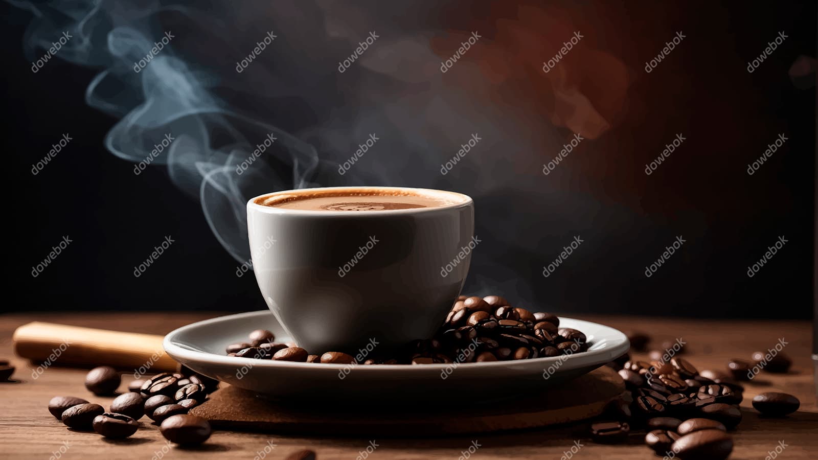 热气腾腾的咖啡和咖啡豆矢量素材(EPS)