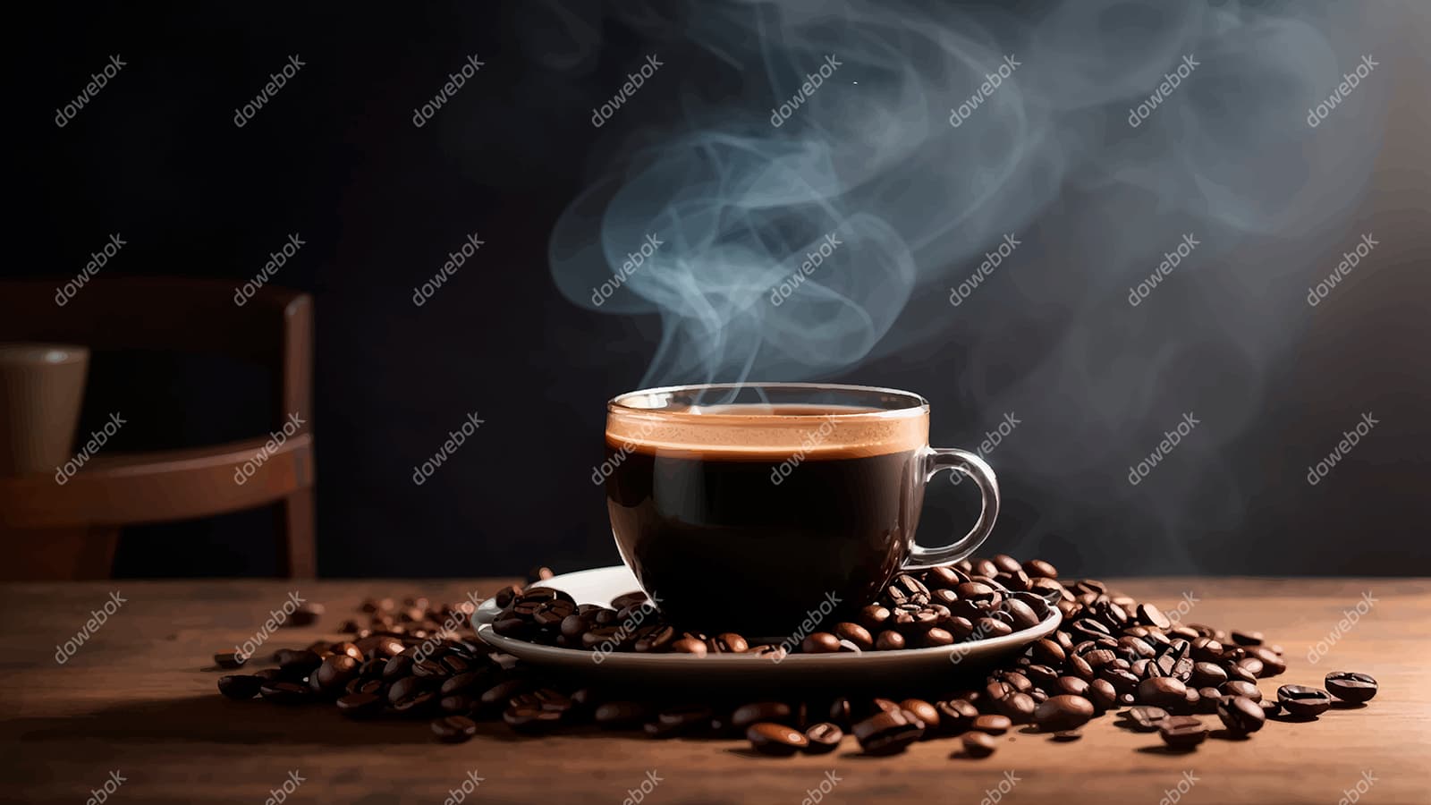 热气腾腾的咖啡和咖啡豆矢量素材(EPS)