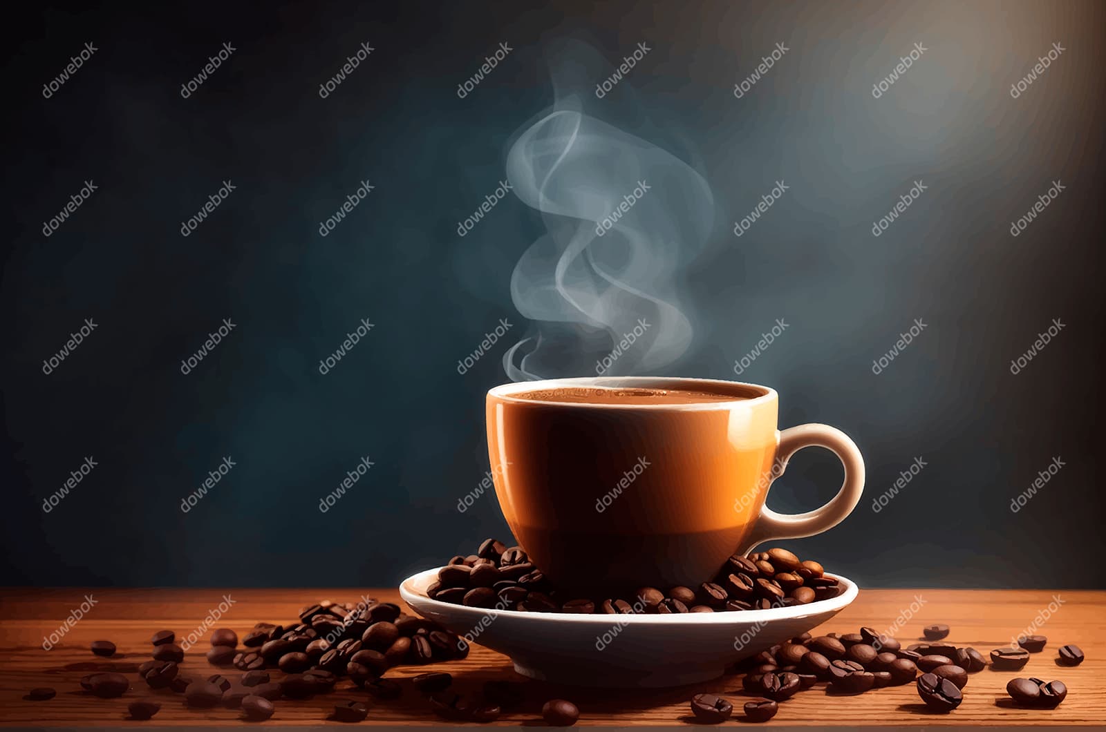 热气腾腾的咖啡和咖啡豆矢量素材(EPS)