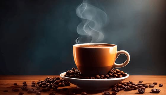 热气腾腾的咖啡和咖啡豆矢量素材(EPS)