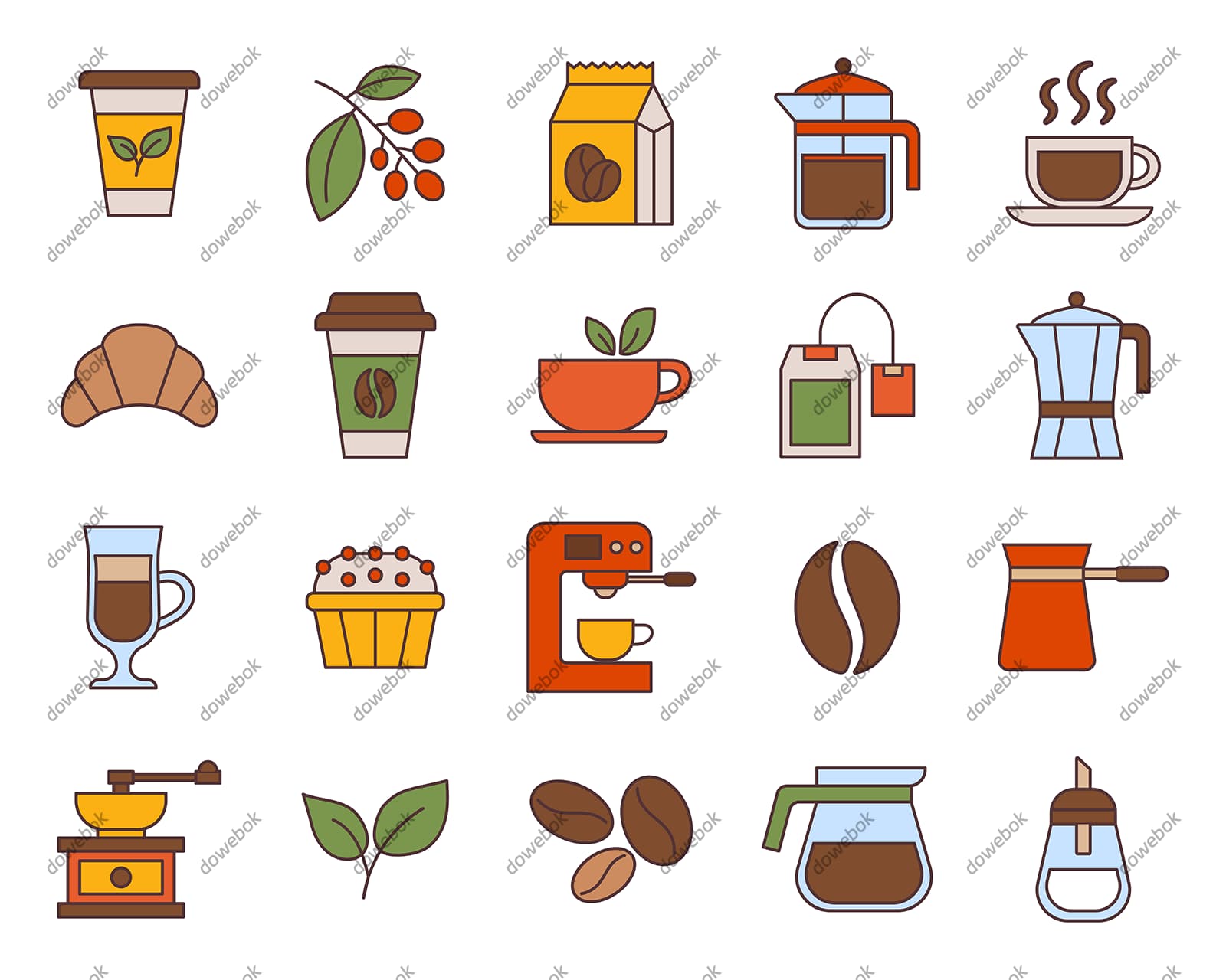 20个关于咖啡的图标矢量素材(EPS)