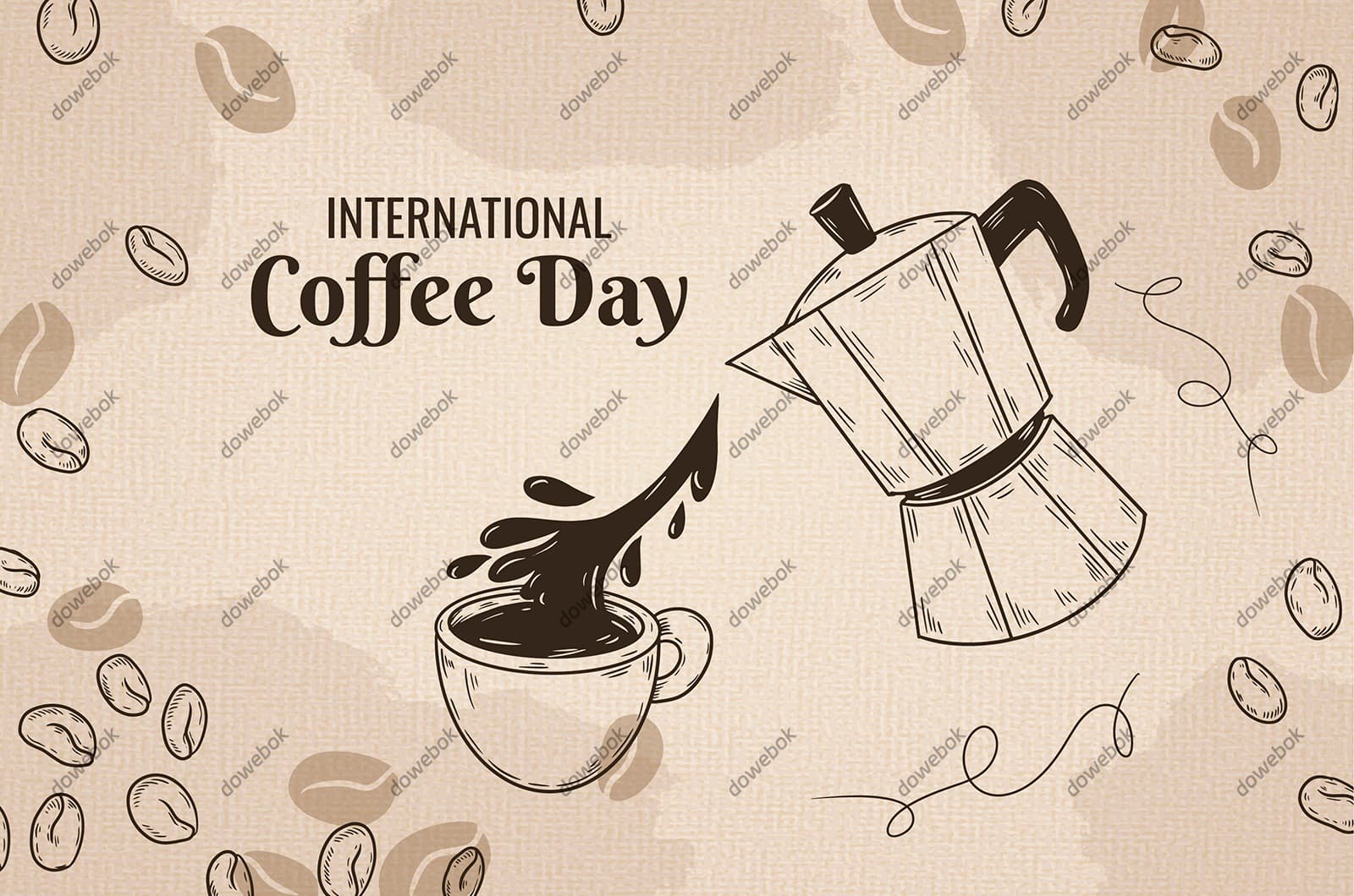 咖啡壶里倒出咖啡设计国际咖啡日矢量素材(AI/EPS)