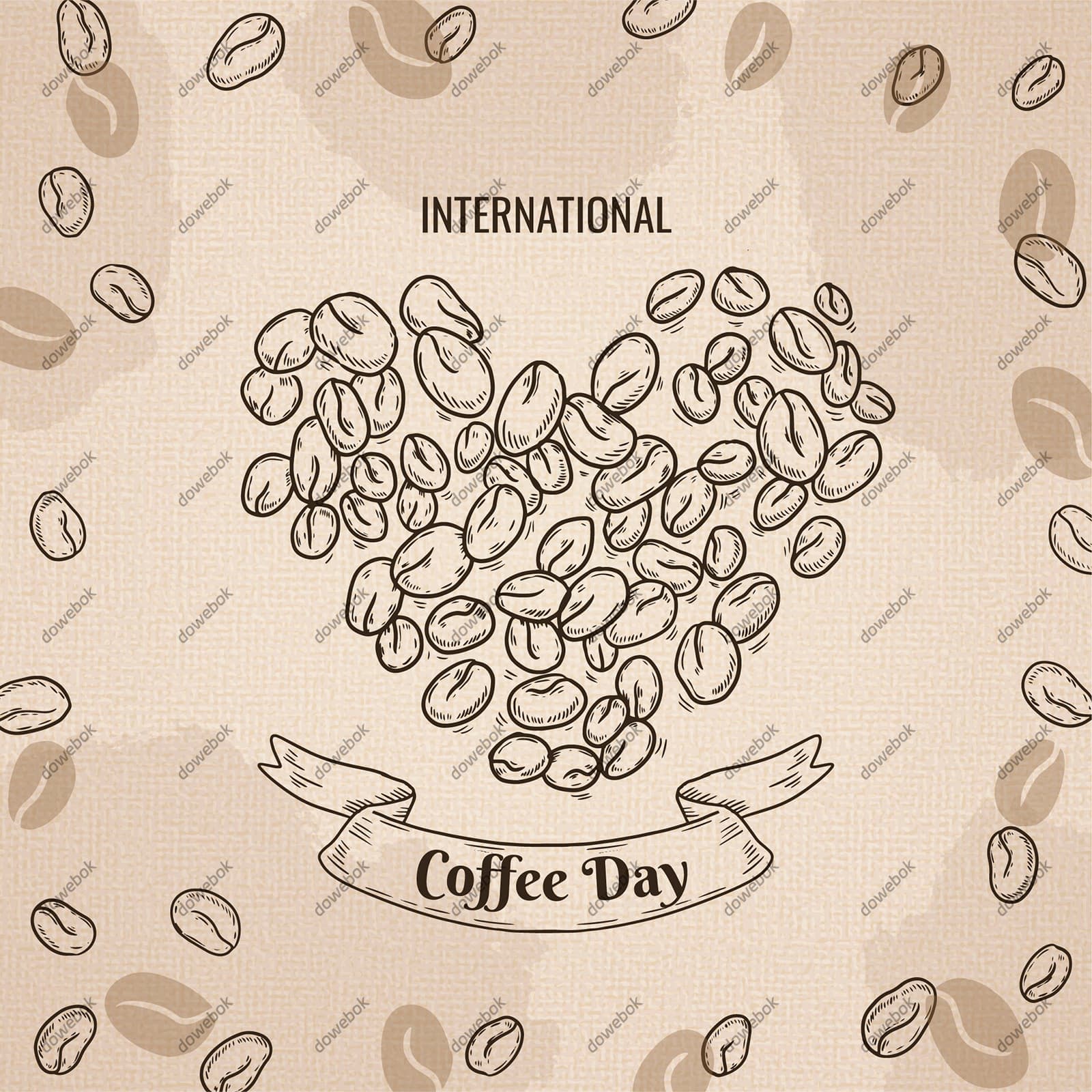 手绘风格的咖啡豆设计国际咖啡日矢量素材(AI/EPS)