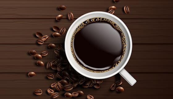 黝黑浓郁的咖啡和咖啡豆设计国际咖啡日矢量素材(EPS)