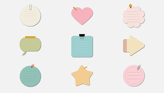 九个可爱的便签矢量素材(EPS)