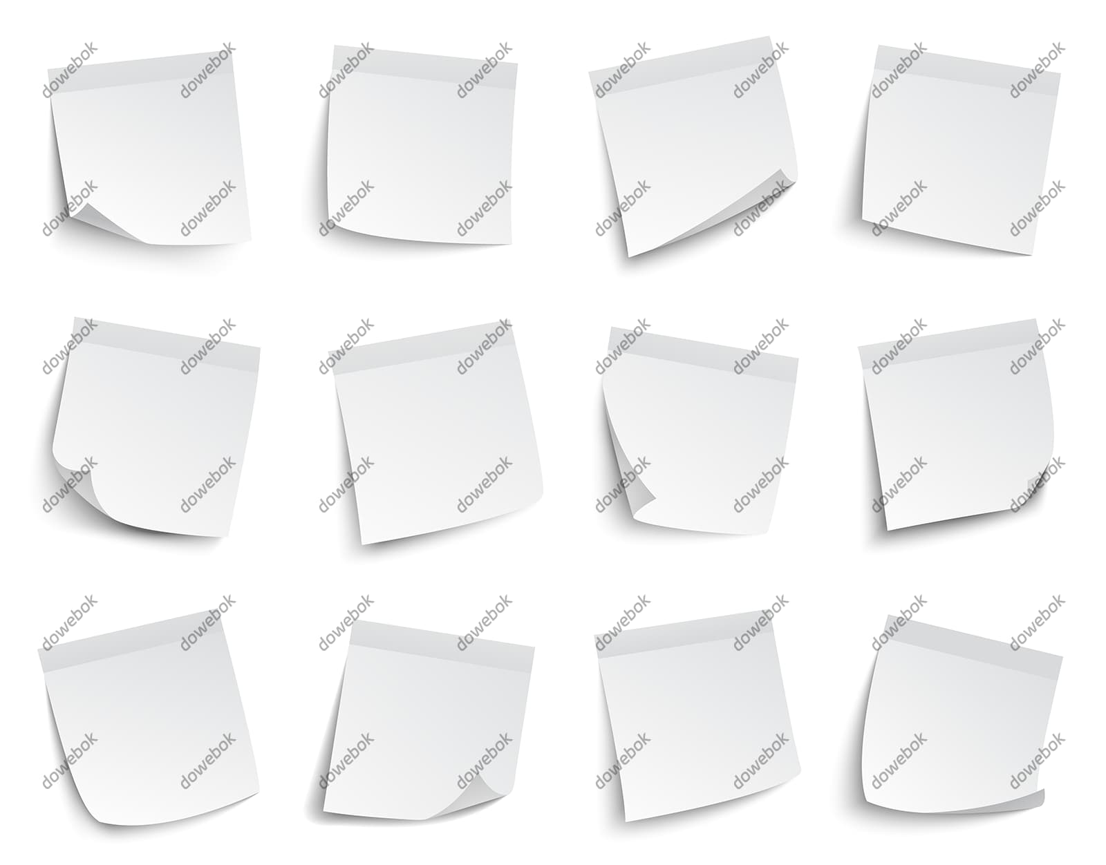 12个逼真的白色便签矢量素材(EPS)