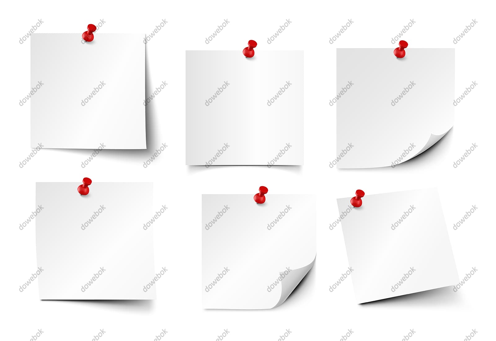 六个逼真的白色便签矢量素材(EPS)