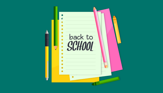 学习工具设计的开学季返校矢量素材(EPS/AI/PNG)