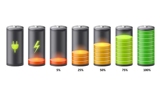 充电和不同电量的立体电池矢量素材(EPS)
