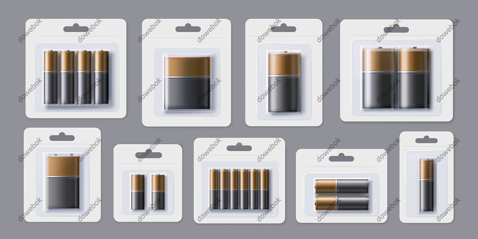 不同大小和包装的蓄电池矢量素材(EPS)