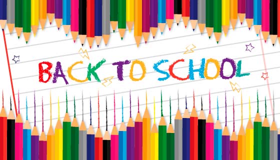 彩色铅笔设计开学季返校矢量素材(EPS/AI)