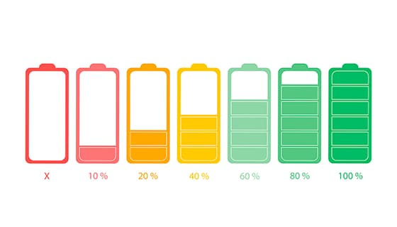 不同颜色和电量的电池图标矢量素材(EPS)