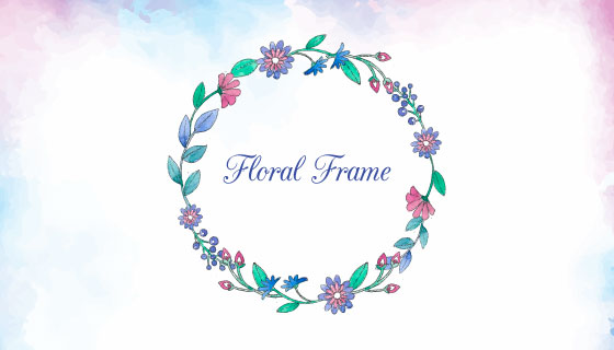 可爱的水彩花环矢量素材(EPS/AI/PNG)