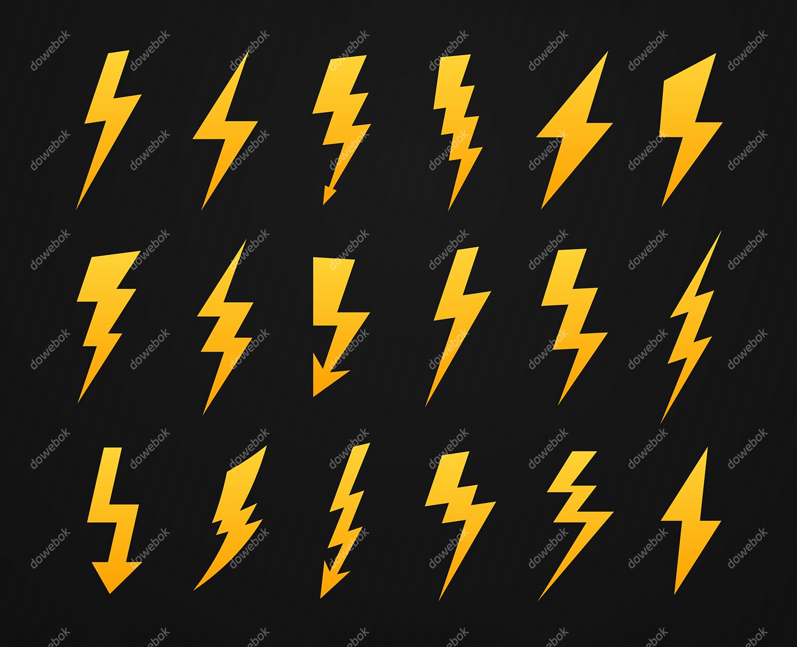 18个不同样式的闪电图标矢量素材(EPS)