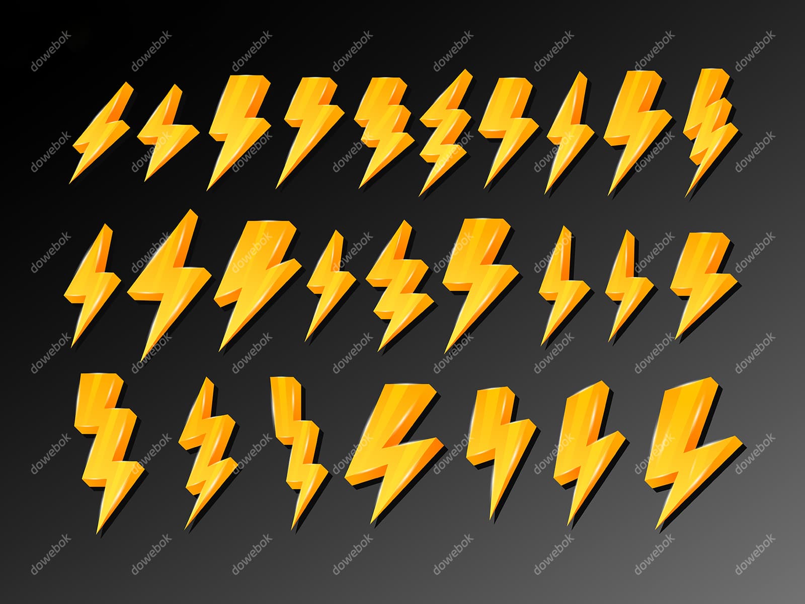 26个不同样式的闪电图标矢量素材(EPS)