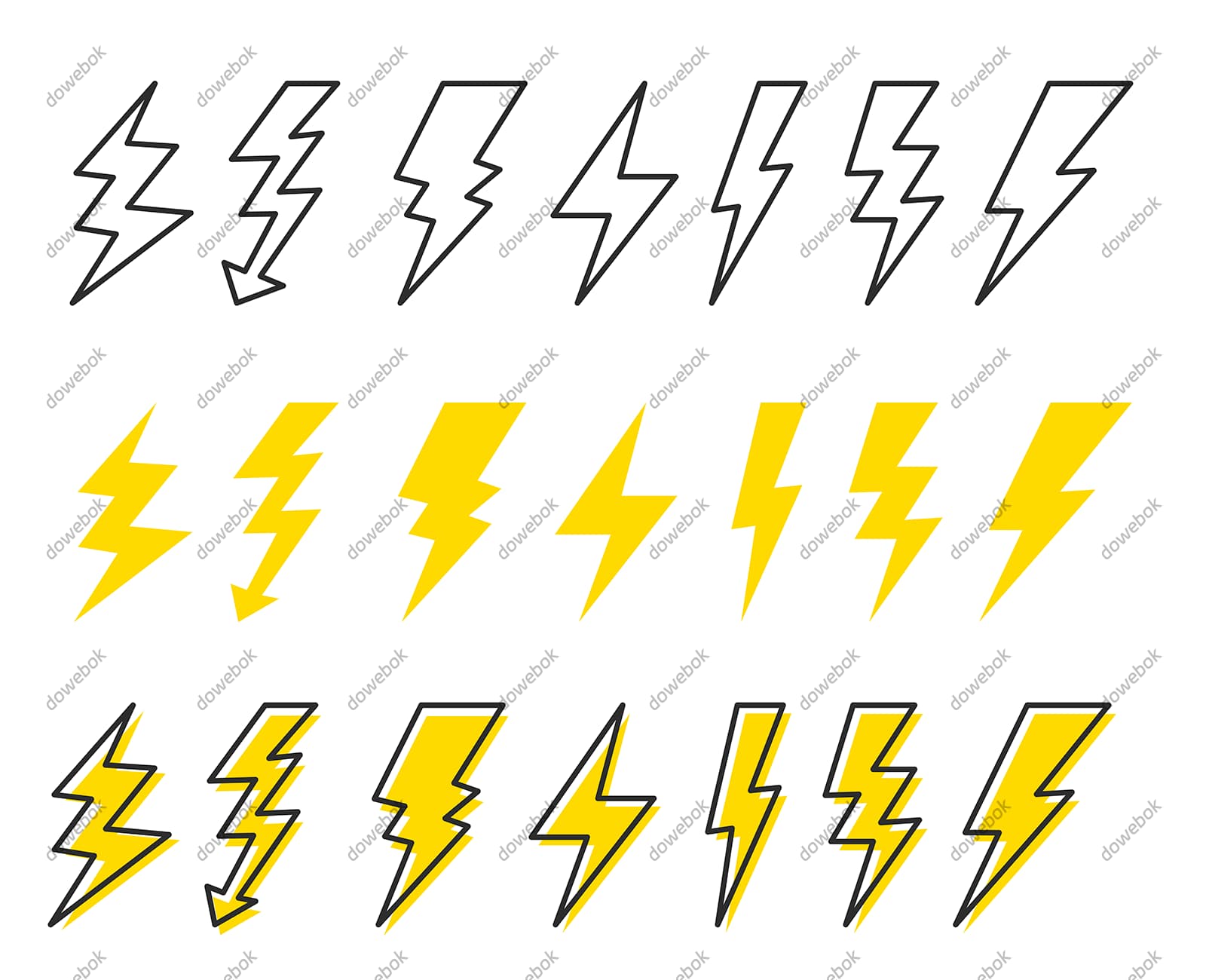 卡通风格的闪电图标矢量素材(EPS)
