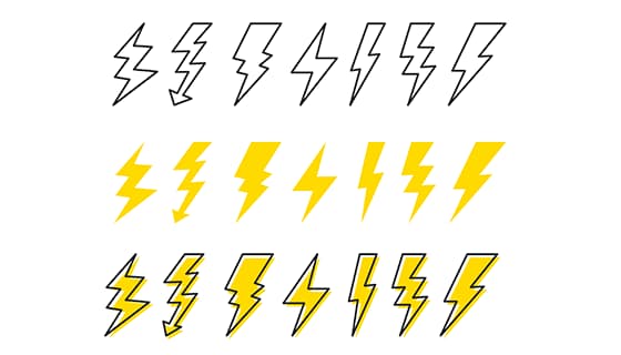 卡通风格的闪电图标矢量素材(EPS)
