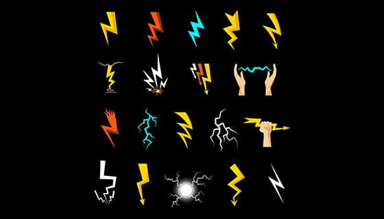 扁平多彩风格的闪电图标矢量素材(EPS)