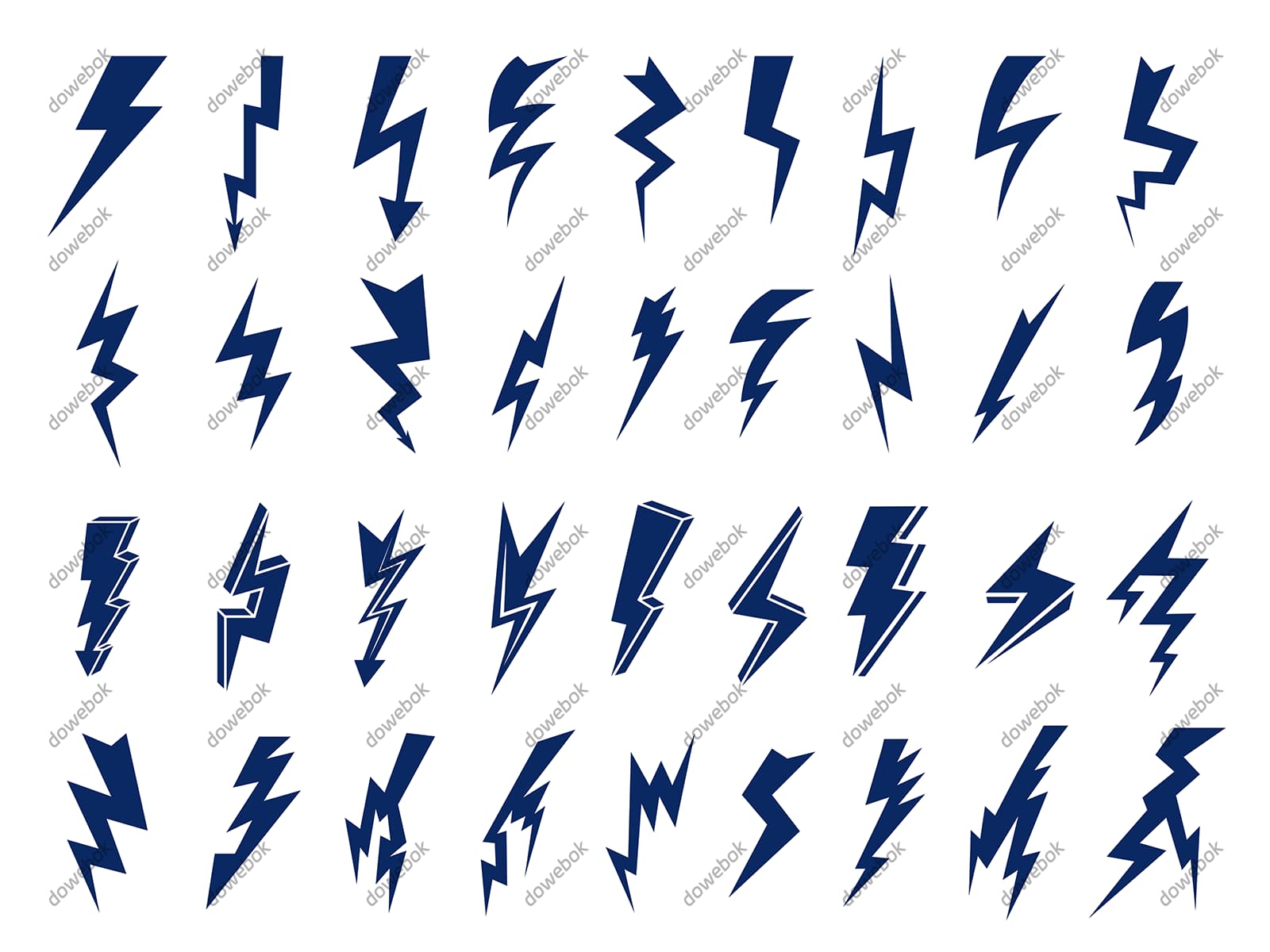36不同样式的蓝色闪电图标矢量素材(EPS)