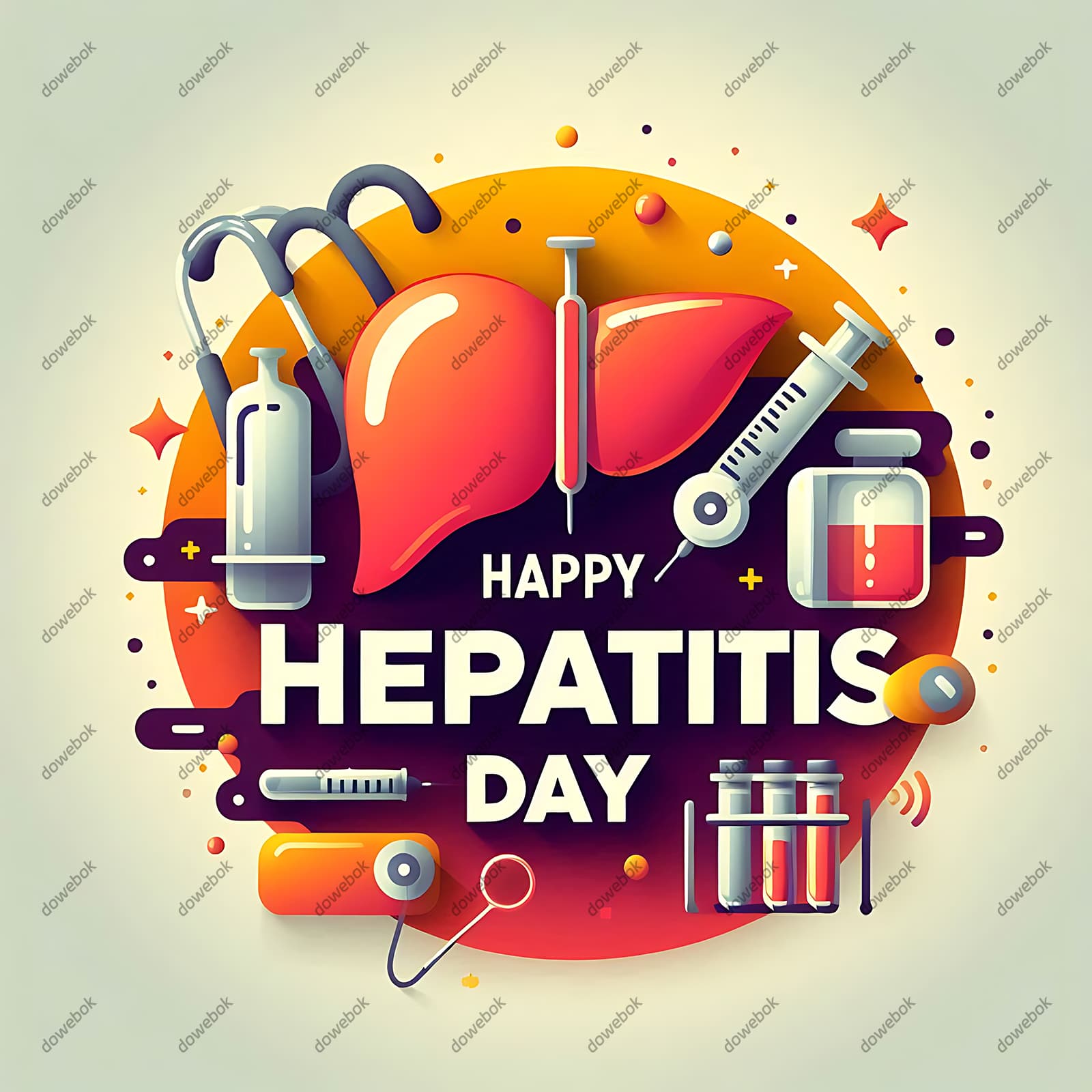 医疗工具和肝脏设计世界肝炎日图片素材(JPG)
