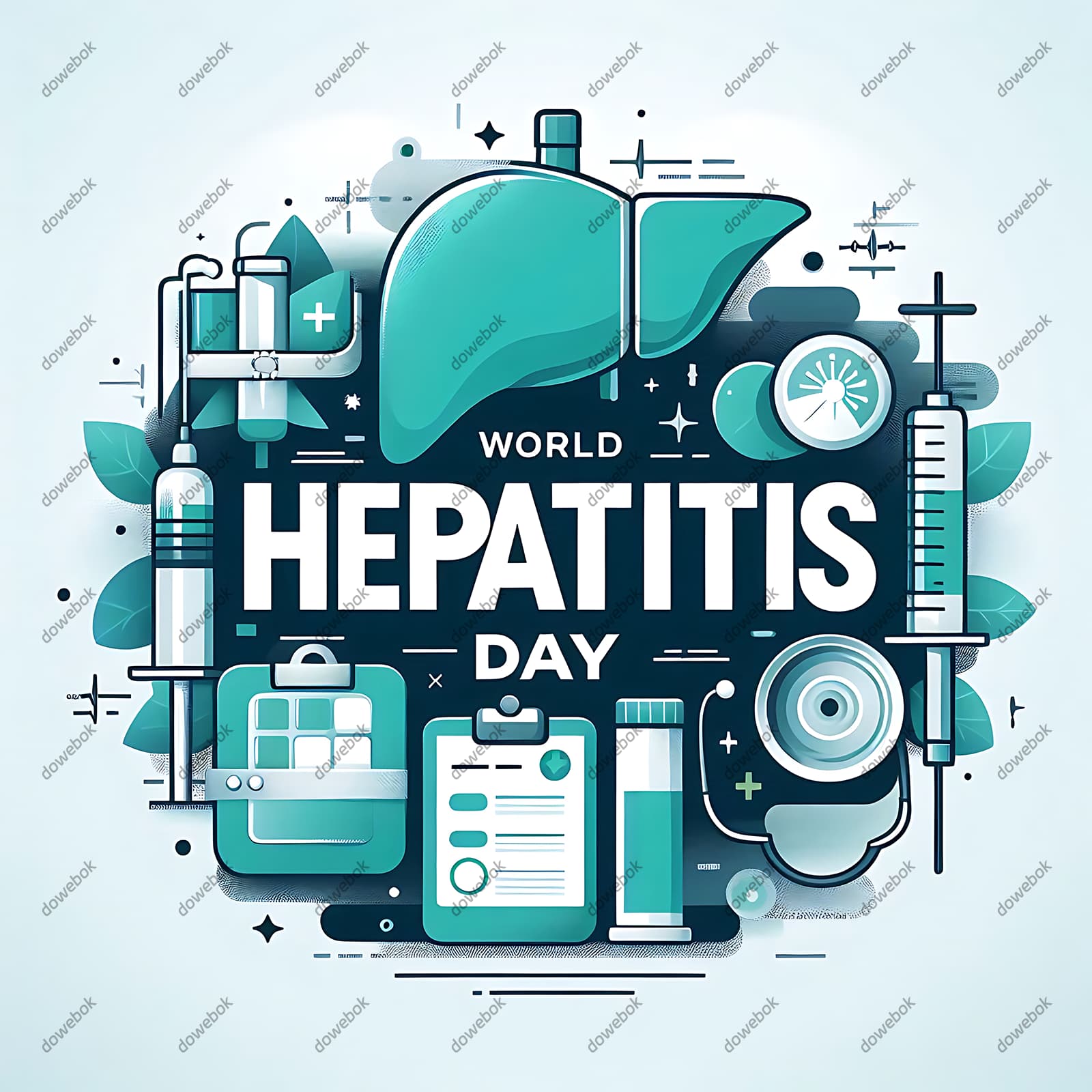 医疗工具和肝脏设计世界肝炎日图片素材(JPG)