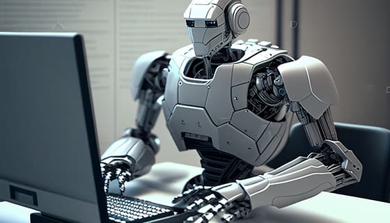 正在使用电脑计算机的机器人图片素材(JPG)