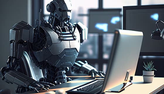 正在使用电脑计算机的机器人图片素材(JPG)